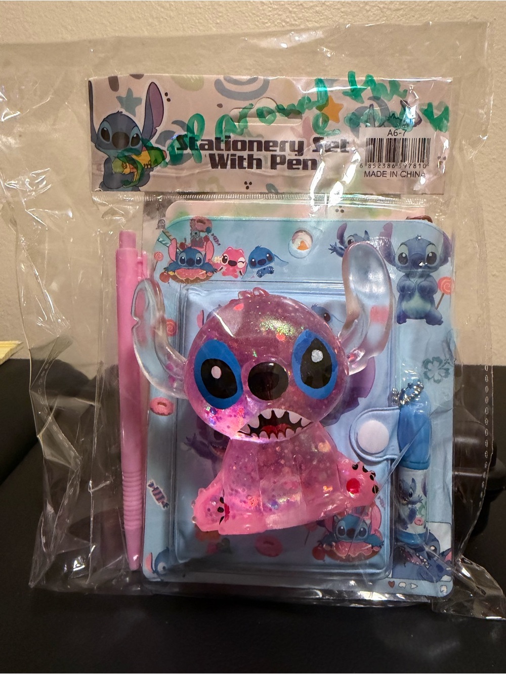 Disney Pink and Blue Stitch Kids Stationery Set with Pen